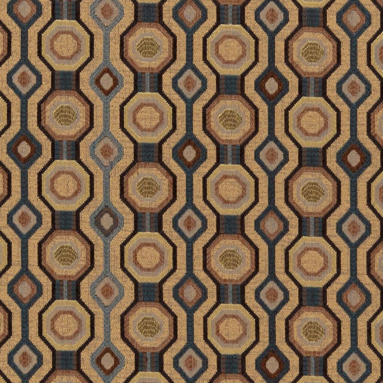 Denim - Blue,brown Abstract Geometric Upholstery Fabric 54 Inches"